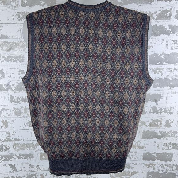 Vtg Wool Blend Sweater Vest XL Argyle Burgundy Gray‎ Made In Italy Scholar Golf - Picture 2 of 10
